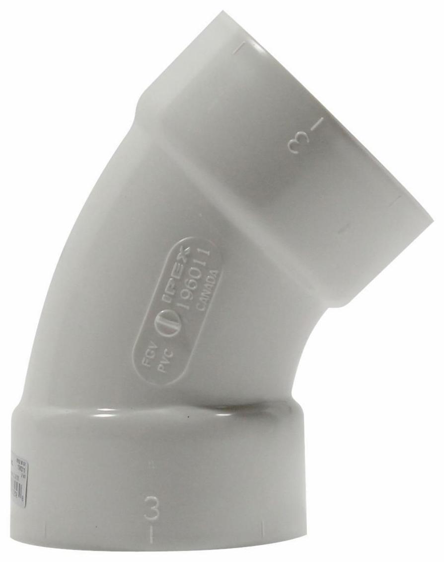 Ipex 3"x45D PVC FGV LONG ELBOWHxH SYSTEM 636 196011 Shop Online