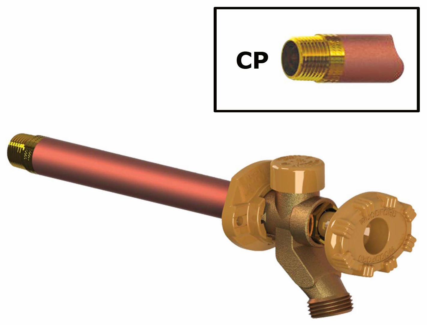 WOODFORD Model 19 Wall Faucet CP Inlet 12 Inch, Black Handle 19CP12BH